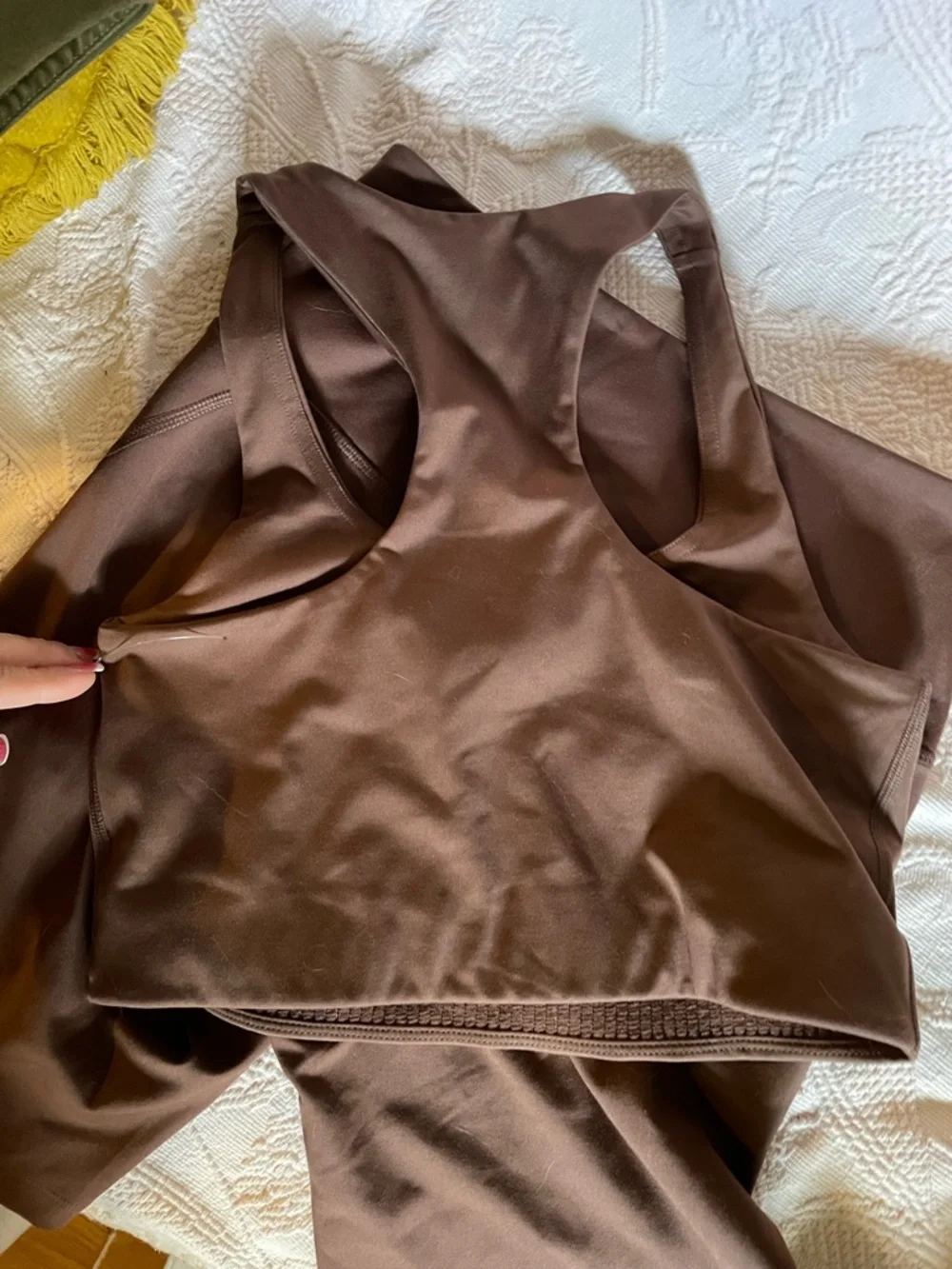 girlfriend collective Brown High-Rise Biker Shorts Set - Picture 6 of 6
